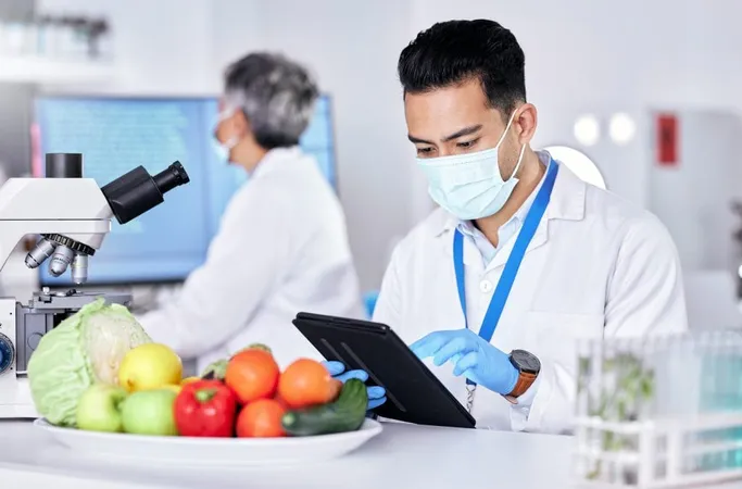 Scientist Study Laboratory With Vegetable With Tablet Test With Online App Nutrition Research Diet Science Expert With Food Technology Information With Internet Quality X - Certified HACCP Auditor study guide