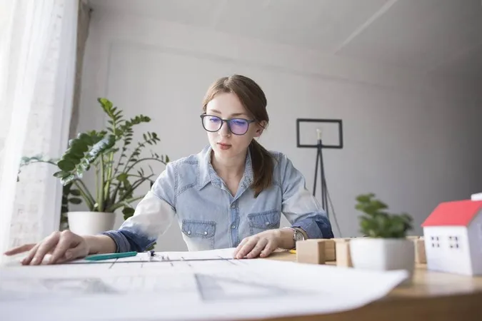 Portrait Pretty Young Woman Working Blueprint Working Place - National Mortgage Licensing System study guide